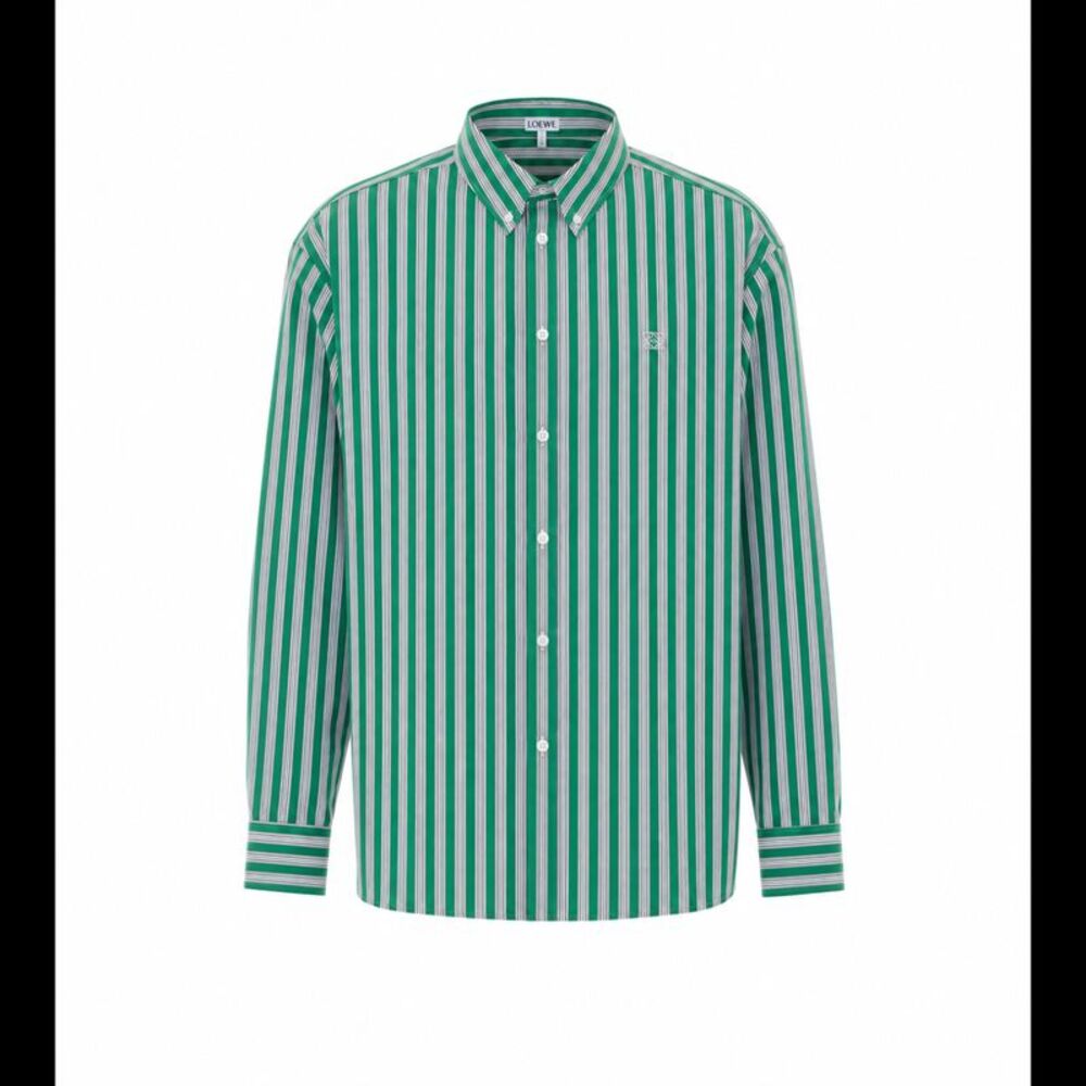 Loewe Men Double L Logo Striped Shirt